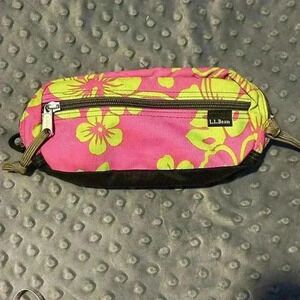 L.L Bean Pink and Green Floral Pencil Case